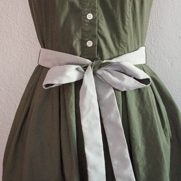 Jones & Co Sleeveless Olive Shirt Dress - Picture 3 of 5